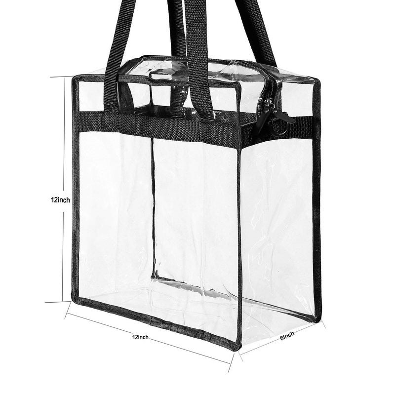 BAGAIL Clear Bags 12x6x12 Stadium Approved Clear Tote Bag with Zipper Closure Crossbody Shoulder Bag with Adjustable Strap (Black two pack) - Image 3